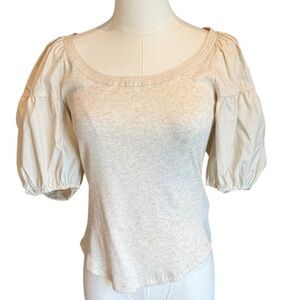 Ulla Johnson Harlow Puff Sleeve Top in Vanilla Melange, Size small